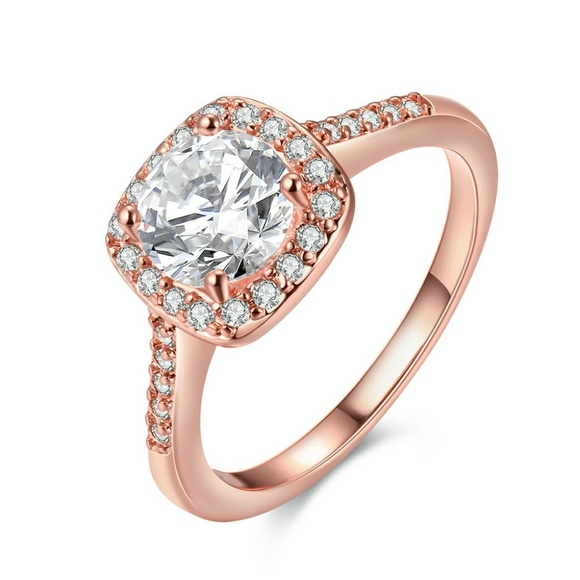 Swarovski Crystal Halo Ring 18K RoseGold Plated - Picture 2 of 3